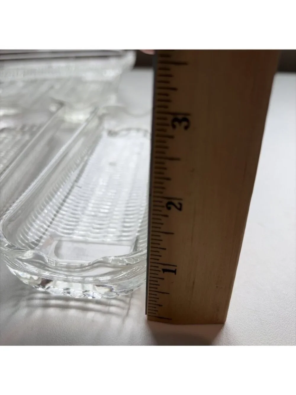 6 Vintage Corn On The Cob Dishes Holders Heavy Embossed Clear Glass 8” Footed
